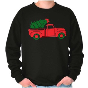 Christmas Tree Xmas Pick Up Truck Sweatshirt for Men or Women Brisco Brands - 1 of 4
