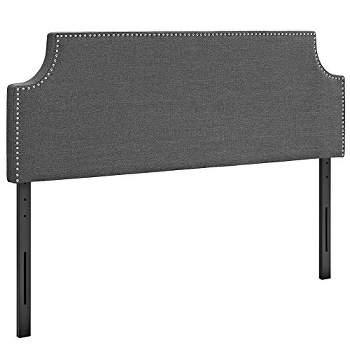 Modway Laura Linen Fabric Upholstered Full Size Headboard with Nailhead Trim in Gray