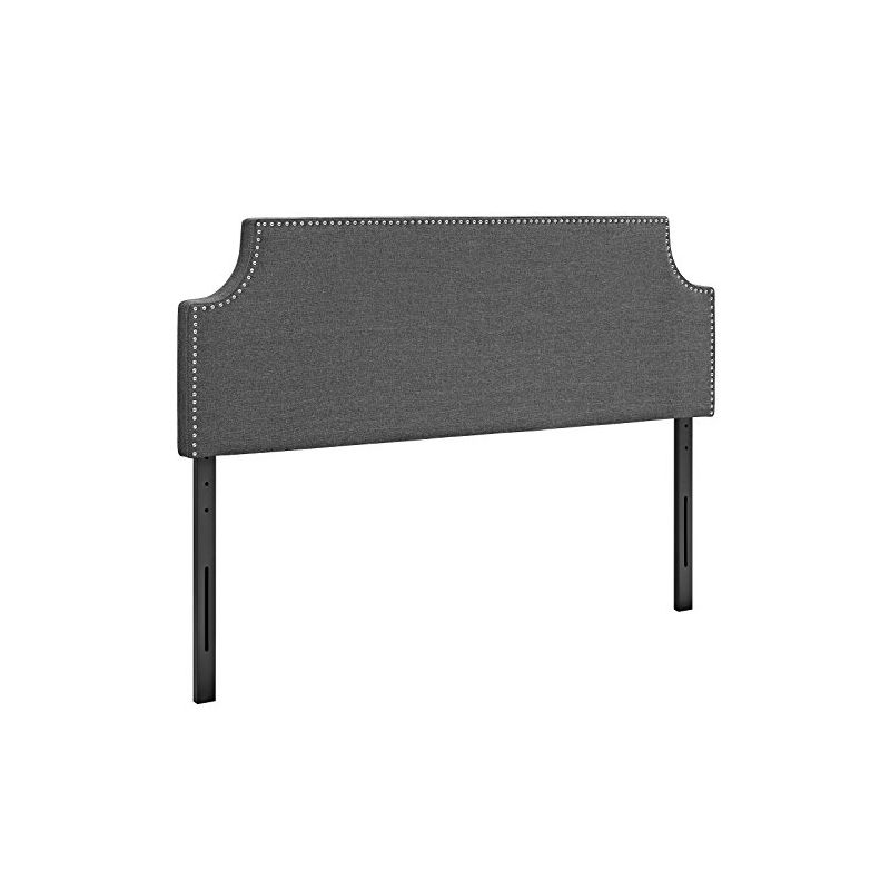 Modway Laura Linen Fabric Upholstered Full Size Headboard with Nailhead Trim in Gray, 1 of 2