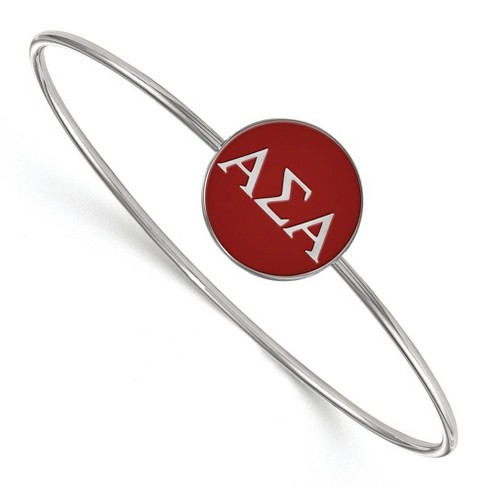 Black Bow Jewelry Sterling Silver Alpha Sigma Alpha Greek Life Bangle Bracelet 7 Inch - image 1 of 3