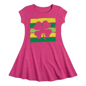 Girls' - Instant Message - St. Patrick's Day Outlined Shamrock Fit & Flair Cap Sleeve Dress - 1 of 2