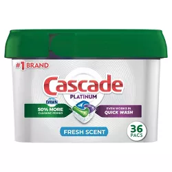 Cascade Platinum ActionPacs Dishwasher Detergent - Fresh - 36ct