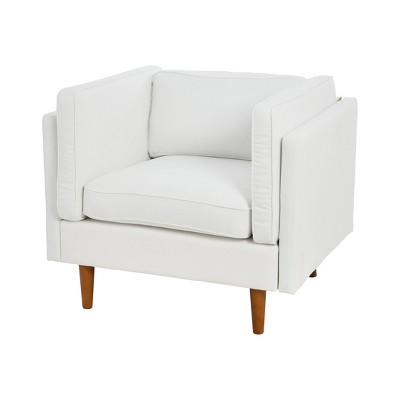 Storied Home Atley Modern Upholstered High Sided Arm Chair Coastal White: Elegant Polyester, Steel Frame