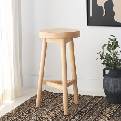 Natural Wood Backless Round Counter Stool