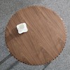 Vynxaria Modern Handcraft Drum Coffee Table 31.5 inch Round Coffee Table for Living Room,Small Coffee Table with Sturdy Pedestal,Walnut - 3 of 4