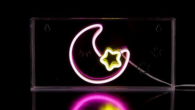 11.8&#34; Moon Contemporary Glam Acrylic Box Pendant (Includes LED Light Bulb) Neon Pink/Yellow - JONATHAN Y, 2 of 6, play video