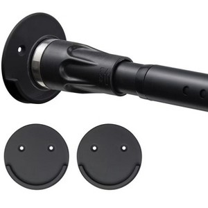 LunaLulinlk Extra Tension Shower Curtain Rod With Holders, 42 to 115 inch Tension Rod, No Drilling, Adjustable Black Shower Rods - 1 of 4
