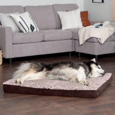 FurHaven Two-Tone Faux Fur & Suede Deluxe Orthopedic Mattress Dog Bed