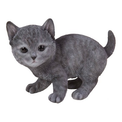 5.25" Polyresin Russian Blue Kitten Statue Black - Hi-Line Gift