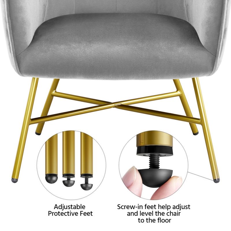 Yaheetech Velvet Upholstered Accent Chair with Backrest Armrest for Living Room, 5 of 7