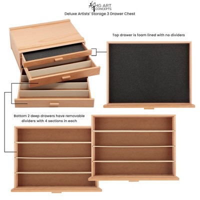 Natural Birch 3-Drawer Artist Storage Chest