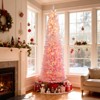 Tangkula Pre-Lit Christmas Tree Slim Pencil Xmas Tree w/ Snow Flocked PVC Branch Tips - 3 of 4
