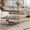 Racxily Double rectangular coffee table, The board surface is MDF, with white stickers, and both sides are transparent tempered glass - 2 of 4