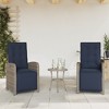 vidaXL 3pc Adjustable Poly Rattan Bistro Set - Gray Reclining Chairs with Navy Cushions and Round Table for Patio, Garden, Balcony - 3 of 4
