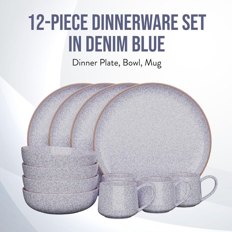 American Atelier 12 Pc Dinnerware Set Stoneware Dishes, Dinner Plate, Side Plate, Bowl, and Mug, Service for 4, Microwave and Dishwasher Safe, 2 of 8