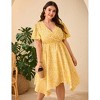 Garvee Women Plus Size Wrap V Neck Midi Dress Short Sleeves High Waist Irregular Hem Summer Casual Dress - 3 of 4