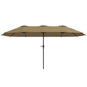Outsunny 13 ft. Extra Large Patio Umbrella, UPF30+ Double Umbrella Outdoor Patio with Easy Crank Handle, Vents, Coffee - 1 of 4