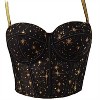 Clotth Women Golden Stars Print Bustier Top - Push Up Croset Top Underwire Bra with Adjustable Straps, Going Out Holiday Party Crop Tops, Black - 4 of 4