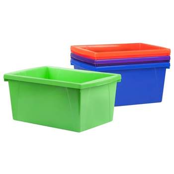 Storex Small Storage Bins, 13.625 x 11.25 x 7.87 Inches, Assorted Colors,  Color Assortment Will Vary, Case of 6 (61514U06C)