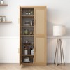 MAYEERTY  Natural Wood Grain Storage Cabinet with Glass Door for Living Room & Bar Area - 4 of 4
