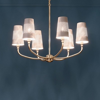 Adeena 26.75" Brushed Brass Traditional 6-Light Chandelier with White Shades