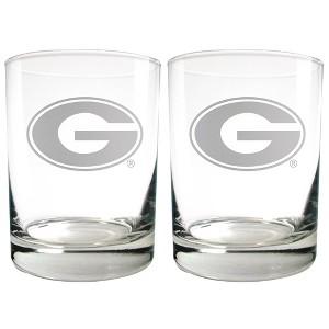 NCAA Georgia Bulldogs Laser Etched Rocks Glass Set - 2pc: 12oz Pint Glass Drinkware - 1 of 3