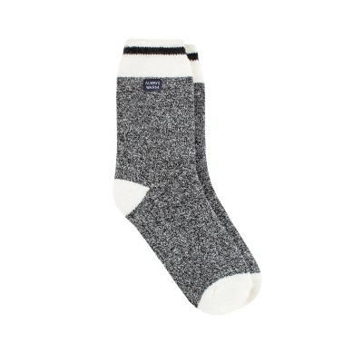 Always Warm by Heat Holders Men's Warmer Cream Block Twiat Crew Socks - Black 7-12