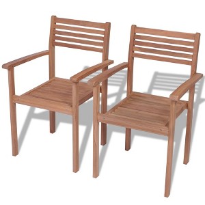 vidaXL Stackable Patio Chairs 2 pcs Solid Teak Wood - 1 of 4