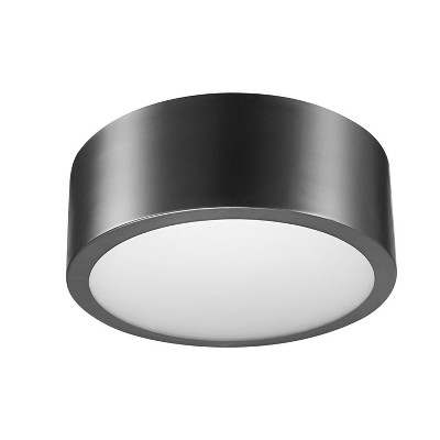Edinburg Black Iron LED Flush Mount Ceiling Light with Frosted Glass