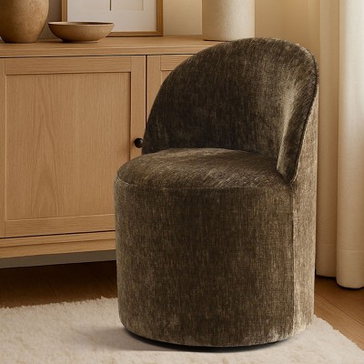 Modern Soft Chenille Barrel Accent Chair with Casters, Upholstered Rolling Chair for Living Room, Bedroom or Small Spaces-Maison Boucle