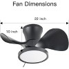 22 in. Indoor Black Small Ceiling Fan with Light and Remote, Reversible DC Motor and Blades - 2 of 4