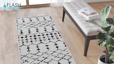 Dark Gray and Ivory Geometric 5' x 7' Synthetic Rug