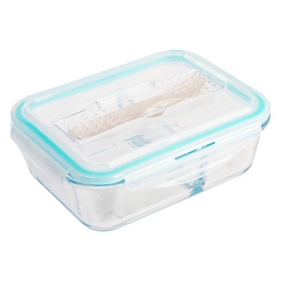 Glass Meal Prep Containers 2 Compartments Portion Control with Upgraded  Snap Loc