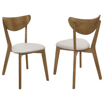 Simple Relax Set of 2 Dining Side Chairs in Beige and Chesnut