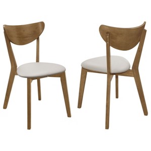 Simple Relax Set of 2 Dining Side Chairs in Beige and Chesnut - 1 of 4