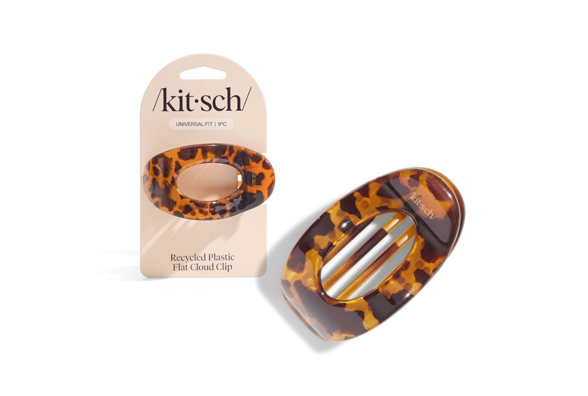 Kitsch Medium Flat Cloud Hair Claw Clip - Tortoise: Recycled TPU, Hair Styling Accessory, For All Hair Types