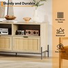 TV Stand for 75 inch TV, Entertainment Center with Storage, 65 Inch TV Console Table with 3 Drawers, Rattan Media Console Cabinet with Metal Legs - 4 of 4