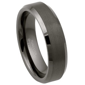 Jewelry Avalanche 6mm Beveled Gunmetal IP Tungsten Carbide Men Women Wedding Band - 1 of 4