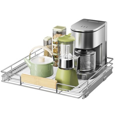 LOVMOR Pull Out Cabinet Organizer with Wooden Handle, 22?" W x 21?"Heavy Duty Cabinet Drawers Shelves Slide Out Organizer