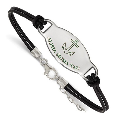 Black Bow Jewelry Sterling Silver Alpha Sigma Tau Greek Life Strand Bracelet 7 Inch