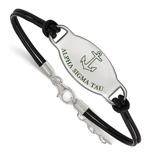 Black Bow Jewelry Sterling Silver Alpha Sigma Tau Greek Life Strand Bracelet 7 Inch - 1 of 2