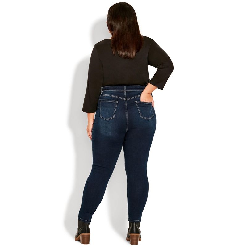 Women's Plus Size Serendipity Zip Jean - dark wash | EVANS, 2 of 4