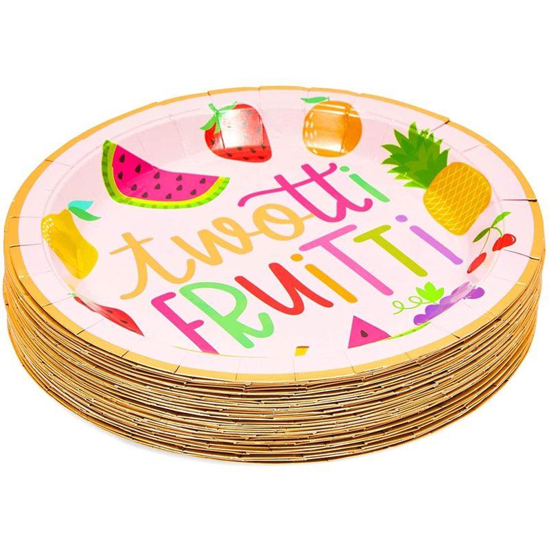 Sparkle and Bash 48 Pack Two-tti Frutti Paper Plates for 2nd Birthday Party Decorations (9 In), 3 of 6