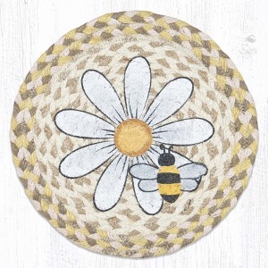 Earth Rugs Floral Bee Kitchen Mat – 10" Round Natural Fiber Hot Pad - 1 of 3