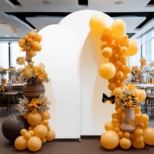 Wedding Arch Cover Set of 2, 5.9ft+6.6ft Arch Backdrop Cover, Backdrop Stand Cover for Wedding Birthday Party Banquet Ceremony Decor - 1 of 4