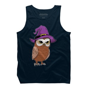 Men's Design By Humans Owl Witch Halloween T Shirt By thebeardstudio Tank Top - 1 of 3