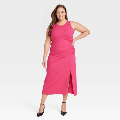 Women's Midi Slip Dress - A New Day™ Pink 4x : Target