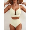 2 Piece Bikini Set U-Wire Cutout Swimsuit V Neck Bikini Sets with High Waisted Swimwear Bottoms Textured 2025 Summer Beach Swim Bathing Suits - 4 of 4