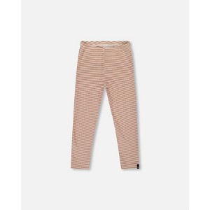 Deux par Deux Girl Rib Striped Leggings Beige and Off-White - 1 of 4