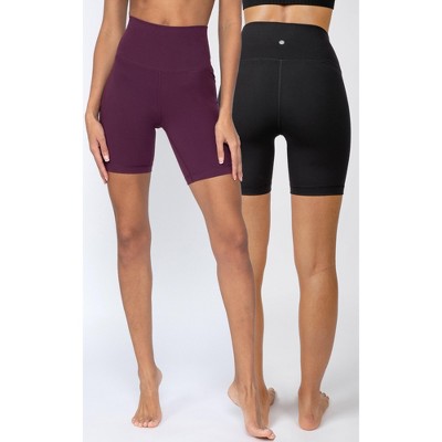 Yogalicious Womens 2 Pack Lux High Elastic Free Waist 7 Bike Short - Mauve  Wine/black, X Small, 2 Pack : Target